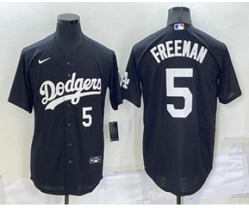 Men's Los Angeles Dodgers #5 Freddie Freeman Number Black Turn Back The Clock Stitched Cool Base Jersey