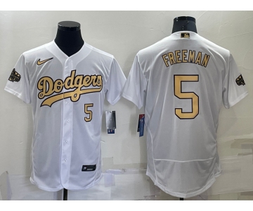 Men's Los Angeles Dodgers #5 Freddie Freeman Number White 2022 All Star Stitched Flex Base Nike Jersey