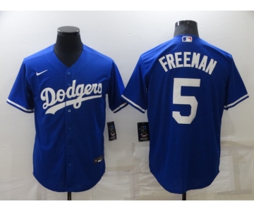 Men's Los Angeles Dodgers #5 Freddie Freeman Royal Cool Base Stitched Baseball Jersey