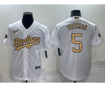 Men's Los Angeles Dodgers #5 Freddie Freeman White 2022 All Star Stitched Cool Base Nike Jersey