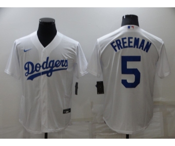 Men's Los Angeles Dodgers #5 Freddie Freeman White Cool Base Stitched Baseball Jersey