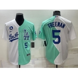 Men's Los Angeles Dodgers #5 Freddie Freeman White Green Number 2022 Celebrity Softball Game Cool Base Jersey1