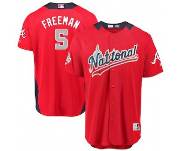 Men's National League #5 Freddie Freeman Majestic Red 2018 MLB All-Star Game Home Run Derby Player Jersey