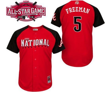 National League Atlanta Braves #5 Freddie Freeman Red 2015 All-Star BP Jersey