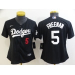 Women's Los Angeles Dodgers #5 Freddie Freeman Black 2022 Number Cool Base Stitched Nike Jersey