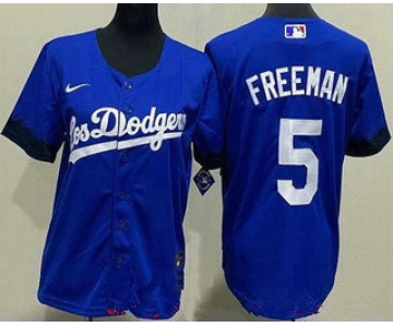Women's Los Angeles Dodgers #5 Freddie Freeman Blue City Cool Base Jersey