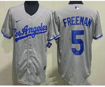 Women's Los Angeles Dodgers #5 Freddie Freeman Gray Road Cool Base Jersey