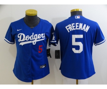 Youth Los Angeles Dodgers #5 Freddie Freeman Blue 2022 Number Cool Base Stitched Nike Jersey
