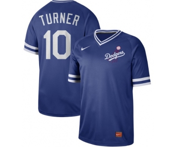 Dodgers #10 Justin Turner Royal Authentic Cooperstown Collection Stitched Baseball Jersey
