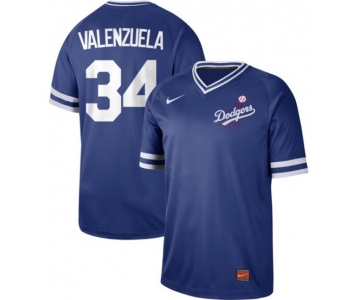 Dodgers #34 Fernando Valenzuela Royal Authentic Cooperstown Collection Stitched Baseball Jersey