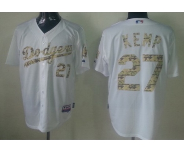 Los Angeles Dodgers #27 Matt Kemp White With Camo Jersey