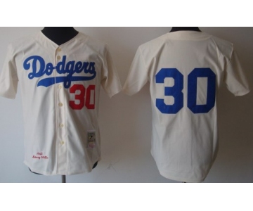 Los Angeles Dodgers #30 Maury Wills 1962 Cream Throwback Jersey