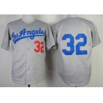 Los Angeles Dodgers #32 Sandy Koufax 1963 Gray Wool Throwback Jersey