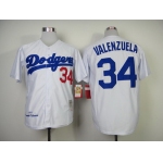 Los Angeles Dodgers #34 Fernando Valenzuela 1955 White Throwback Jersey