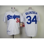 Los Angeles Dodgers #34 Fernando Valenzuela 1955 White Throwback Jersey