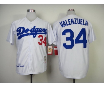 Los Angeles Dodgers #34 Fernando Valenzuela 1955 White Throwback Jersey