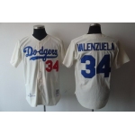 Los Angeles Dodgers #34 Fernando Valenzuela 1981 Cream Throwback Jersey