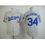 Los Angeles Dodgers #34 Fernando Valenzuela Gray Cool Base Jersey