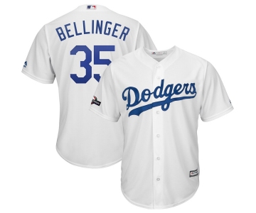 Los Angeles Dodgers #35 Cody Bellinger Majestic 2019 Postseason Home Official Cool Base Player White Jersey