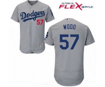Los Angeles Dodgers #57 Alex Wood Gray Alternate Stitched MLB Majestic Flex Base Jersey