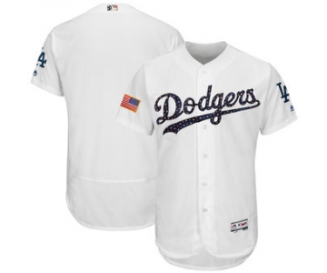 Los Angeles Dodgers Majestic Blank White 2018 Stars & Stripes Flex Base Team Jersey