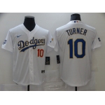 Men Los Angeles Dodgers 10 Turner White Game 2021 Nike MLB Jerseys