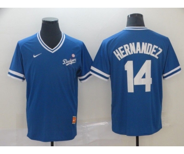 Men Los Angeles Dodgers 14 Hernandez Blue Game Throwback Nike 2022 MLB Jersey