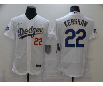 Men Los Angeles Dodgers 22 Kershaw White Elite 2021 Nike MLB Jerseys