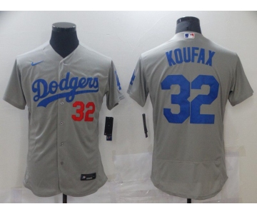 Men Los Angeles Dodgers 32 Koufax Grey Elite 2021 Nike MLB Jersey