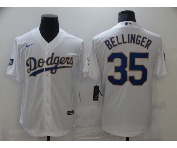 Men Los Angeles Dodgers 35 Bellinger White Game 2021 Nike MLB Jersey