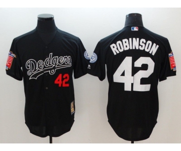 Men Los Angeles Dodgers 42 Robinson Black Throwback MLB Jerseys