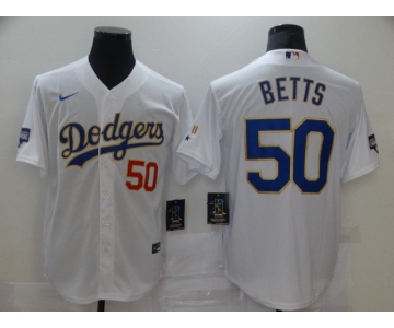 Men Los Angeles Dodgers 50 Betts White Game 2021 Nike MLB Jersey