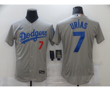 Men Los Angeles Dodgers 7 Urias Grey Elite Nike MLB Jerseys