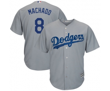Men Los Angeles Dodgers 8 Manny Machado Majestic Gray Official Cool Base Player Jersey