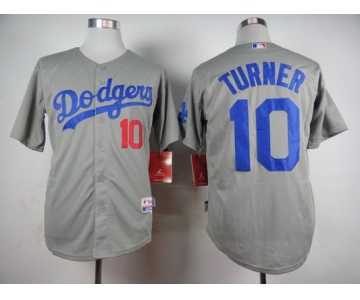 Men's Los Angeles Dodgers #10 Justin Turner 2014 Gray Jersey