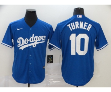 Men's Los Angeles Dodgers #10 Justin Turner Blue Stitched MLB Cool Base Nike Jersey