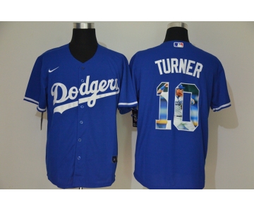 Men's Los Angeles Dodgers #10 Justin Turner Blue Unforgettable Moment Stitched Fashion MLB Cool Base Nike Jersey