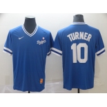 Men's Los Angeles Dodgers 10 Justin Turner Royal Throwback Jersey