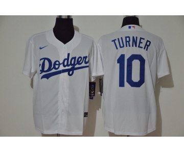 Men's Los Angeles Dodgers #10 Justin Turner White Stitched MLB Cool Base Nike Jersey