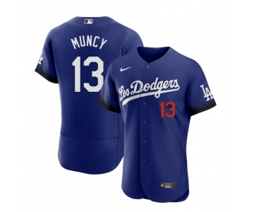 Men's Los Angeles Dodgers #13 Max Muncy Blue 2021 City Connect Flex Base Stitched Jersey