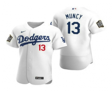 Men's Los Angeles Dodgers #13 Max Muncy White 2020 World Series Authentic Flex Nike Jersey