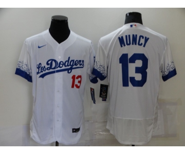 Men's Los Angeles Dodgers #13 Max Muncy White 2021 City Connect Flex Base Stitched Jersey
