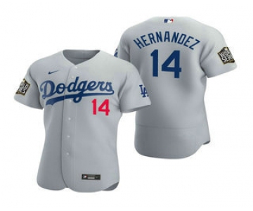 Men's Los Angeles Dodgers #14 Enrique Hernandez Gray 2020 World Series Authentic Flex Nike Jersey