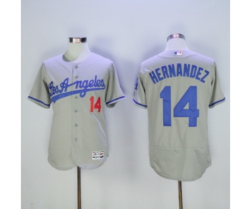 Men's Los Angeles Dodgers #14 Enrique Hernandez Gray Road 2016 Flexbase Majestic Baseball Jersey