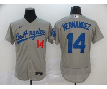 Men's Los Angeles Dodgers #14 Enrique Hernandez Gray Stitched MLB Flex Base Nike Jersey