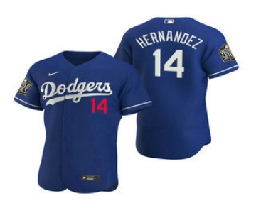 Men's Los Angeles Dodgers #14 Enrique Hernandez Royal 2020 World Series Authentic Flex Nike Jersey