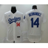 Men's Los Angeles Dodgers #14 Enrique Hernandez White Stitched MLB Flex Base Nike Jersey