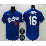 Men's Los Angeles Dodgers #16 Will Smith Blue #2 #20 Patch Stitched MLB Flex Base Nike Jersey