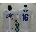 Men's Los Angeles Dodgers #16 Will Smith White #2 #20 Patch Stitched MLB Flex Base Nike Jersey