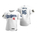 Men's Los Angeles Dodgers #16 Will Smith White 2020 World Series Authentic Flex Nike Jersey